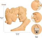 BGCOPPER Wooden Couple Statue, Abstract Couple Sculptures Ornament for Home Decor Women Gift for Anniversary Wedding (8 Inch)