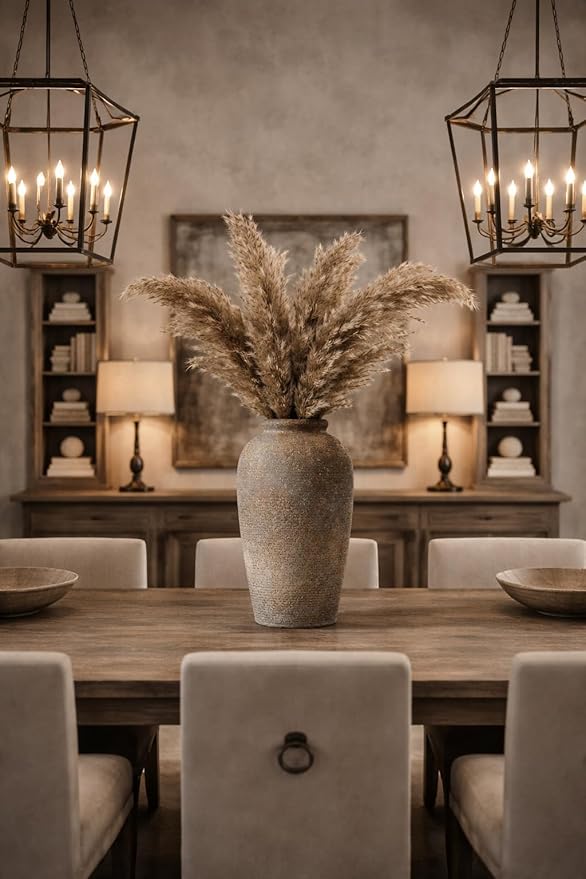 Emotionally Grounded Vase, Vaseking Large Ceramic Rustic Vase, 11 inch Minimalist Decorative Farmhouse Tall Vases for Home Decor, Living Room, Enterway, Table Decoration, Brown