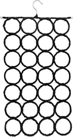 Super Z Outlet Foldable 28 Ring Hole Slots Space Saving Clothing Closet Hanger Scarf, Ties, Belts, Socks Organizer for Home Bedroom, Bathroom, Living Room (Black)
