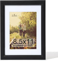 KTKDE 8.5 X 11 Picture Frame,Display Pictures 6x8 with Mat or 8.5 x 11 Without, Tempered Glass, 8.5 by 11 Black Wooden Frames Wall or Tabletop Frame,Certificate Document Diploma Award Frame best gift