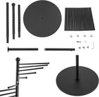 67" Black Retail Display Tie & Scarf Rack, Belt Hanger & Pants Rack Towel Organizer Hanging Bar, Floor Standing Tie Racks Scarves Necktie Holder for Home Clothing Store Commercial