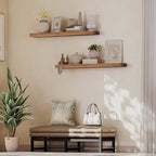 HOOBRO Floating Shelves for Wall, Wall Mounted Shelf Set of 2, 47.2" Hanging Shelf with Invisible Brackets, for Wall Storage in Bathroom Bedroom Kitchen Living Room Office, Rustic Brown BF120BJP201