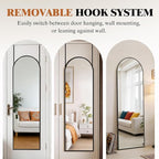 DUMOS 47"x14" Full Length Door Mirror, Arched Full Body Mirror with Aluminum Alloy Thin Frame, Leaning or Hanging, Suitable for Bedroom, Livingroom, Cloakroom, Black