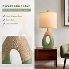 OYEARS 19" Table Lamps Set of 2, Bedside Lamps for Living Room, Lamps for Bedroom, Farmhouse Rattan Table Lamp, Small Space Nightstand Lighting, Rustic Home Office Decor (Green, Bulb Not Included)