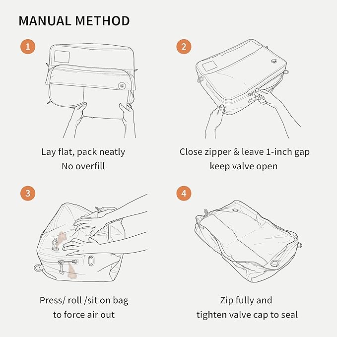 Vacuum Seal Bags for Travel 180° Open Compression Packing Cubes for Carry-on Luggage, IP67 Waterproof Space Saver Storage Bag (1 Large Pack No Pump Beige)