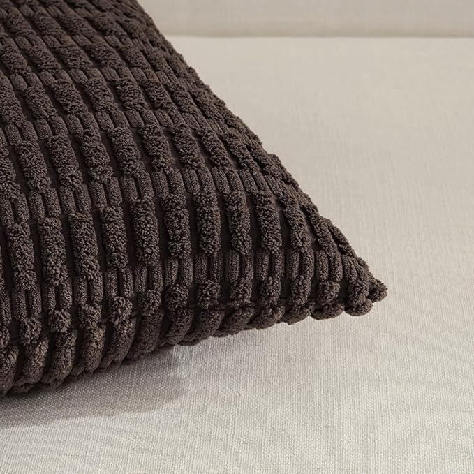Fancy Homi 4 Packs Decorative Throw Pillow Covers for Living Room Couch Bed, Modern Farmhouse Boho Home Décor Accent Cushion Case, 24" x 12", Dark Brown