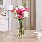 ComSaf Glass Flower Vase, 8 Inch Tall Bud Vases, Home Decor Vases for Centerpiece for Living Room and Bedroom, Decorative Vases for Wedding, Valentines' Day, Mother's Day (Clear)