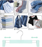 Clothes Pants Hangers, Space-Saving Skirt Holders with 360 ° Swivel Hooks, Adjustable Clips, Trouser Hangers, Clothes Coat Garment Jeans Hangers (10 Pack, Green)