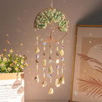Tree of Life Dream Catchers Green Dream Catcher with Crystal Sun Catcher Prism Hangings Wall Window Bedroom Room Decor Gift for Girls Boys Adults