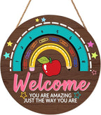 Classroom Teacher Door Sign Classroom Signs 12x12in Welcome Classroom Door Sign Teacher Wreath for Classroom Rainbow Hanging Plaque You are Amazing Welcome Poster for School Classroom Bulletin Board