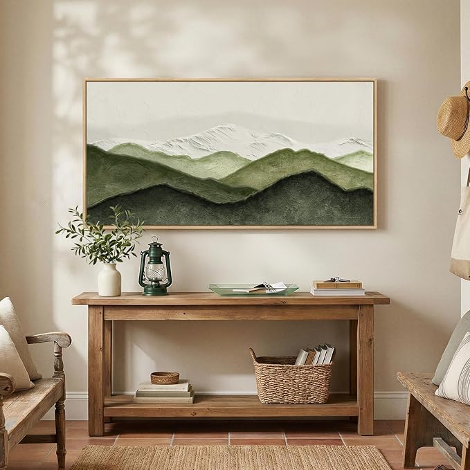 Large Framed Sage Green Abstract Wall Art for Living Room, Minimalist Modern Painting Print Canvas Artwork for Walls, Horizontal Abstract Wall Decor for Bedroom Home Office, 30x60 Inch