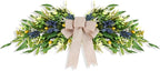 Floral Swag for Front Door Greenery Teardrop Swag Artificial Eucalyptus Olive Leaves Mixed Berry Swag with Bow Summer Wreath for Farmhouse Wedding Arch Party Wall Home Indoor Outdoor Holiday Decor
