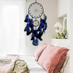 Blue and Black Dream Catcher Wall Decor Feather Dream Catchers with Luminous Bead Handmade Dreamcatcher Wall Hanging Ornament for Bedroom Living Room Home Decor