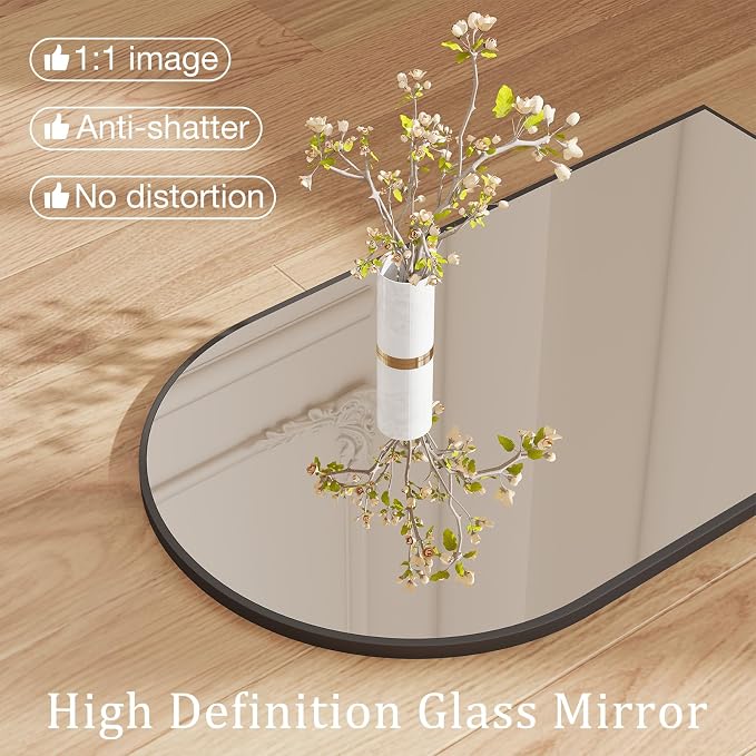 DUMOS Black Metal Arch Vanity Rounded Rectangle Bathroom Mirrors for Over Sink Wall, 27x38 Inch Large Matte Mirror, Modern Decorative for Restroom, Farmhouse