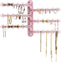 6-Tier Wall Jewelry Organizer Wall Mounted Jewelry Organizer Earring Holder Wall Mount Hanging Necklace Organizer Jewelry Hanger Hanging Necklace Holder Organizer Display (Pink)