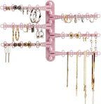 6-Tier Wall Jewelry Organizer Wall Mounted Jewelry Organizer Earring Holder Wall Mount Hanging Necklace Organizer Jewelry Hanger Hanging Necklace Holder Organizer Display (Pink)