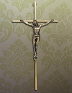 ACHIBANG Gold Crucifix Wall Cross - 10" Catholic Metal Cross with Jesus & INRI, Faith Decor for Wall or Door Display