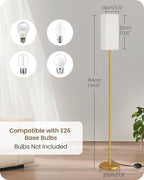 2Pack Floor Lamp, Pole with Foot Switch, Modern Standing Lamp Lampshade, Minimalist Freestanding Lamp (Bulb Not Included), for Living Room,Bedroom,Office,ETL Listed,Gold and Beige DE07LDP205
