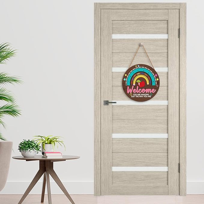 Classroom Teacher Door Sign Classroom Signs 12x12in Welcome Classroom Door Sign Teacher Wreath for Classroom Rainbow Hanging Plaque You are Amazing Welcome Poster for School Classroom Bulletin Board