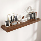 Venusmiles Floating Shelves for Wall, 48 Inch Wide x 12 Inch Deep Floating Shelves, Long Wood Floating Wall Shelf Shelves for Living Room Bathroom Bedroom Kitchen Home - (Walnut, 48" W x 12" D x 2" H)