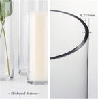 WGVI WGV Cylinder Vase Bulk, 4" W x 4" H, Floral Container, Glass Candle Holder Centerpiece Planter Terrarium for Wedding Party Event, Home Office Decor, Clear, 6 Pieces