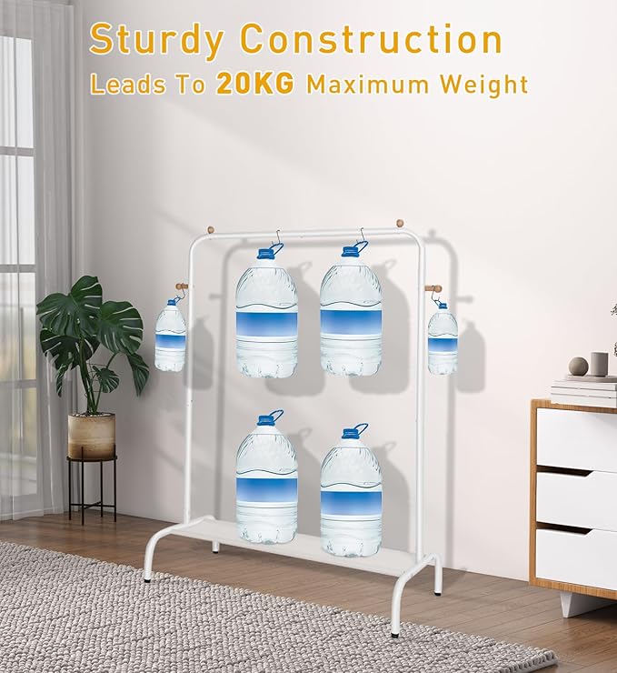 Kids Clothing Rack - Garment Rack with Bottom Storage Shelf for Children, Small Baby, & Toddler, Clothes Organizer, Shirts, Dresser, Hat, Backpack, Bedroom, White
