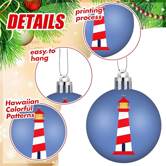 HyDren 40 Pcs Nautical Ornaments 1.2 Inch Summer Tree Decorations Anchor Sea Life Nautical Hanging Decorations Beach Tree Ornaments for Coastal Home Office Party Decor Gift