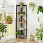 FATORRI Tall Corner Shelf, Industrial Corner Bookshelf, Wood and Metal Corner Shelf Stand for Living Room, Rustic Display Plant Stand for Home Office (Rustic Oak)