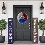 Patriotic Wreath for Front Door Red White Blue Wreath 4th of July Wreaths for Door Wall Memorial Day Decor Independence Day Hanging Decoration for Outside Home Farmhouse Holiday (Shiny B)
