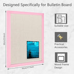 Linen Bulletin Board,13"x17" Pink Wood Frame Bulletin Boards,Beige Linen,Small Pin Board for Home Kitchen Office Decorative(PK-3343)