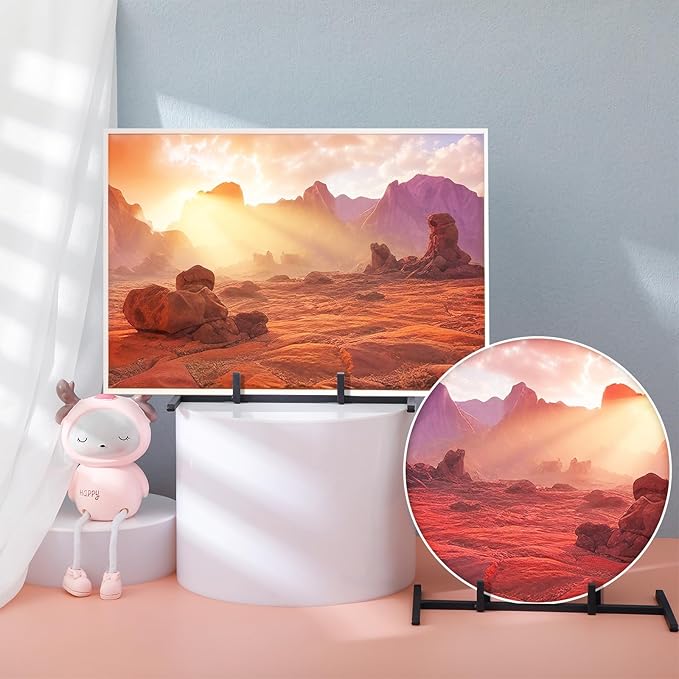 Yaocom 4 Pcs Black Metal Display Stands Sleek Easel Holder for Stained Ceramic Tiles Art Collectibles, Elegant Picture Frame Stand for Home Decor, Office, Gallery Trade Show Exhibits