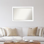 Amanti Art White Wall Mirror 27x39 Basic White Narrow Rectangle Bathroom Mirror for Wall Decor Living Room, Large Casual Wood Frame, Hangs Horizonally and Vertically, Bathroom Decor, Beveled Edge