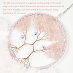 Pretty Jolly Double Tree of Life Dream Catcher Wall Decor with Healing Crystal Stone Handmade White Light Pink Feather Dream Catchers Decoration Wall Hanging Bedroom Wedding Party Blessing Gift-25.6"