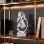 WUBIANJIE Modern Abstract Knot Sculpture, Artistic Mobius Inspired Resin Decor, Elegant Home and Office Decor, (Silver)
