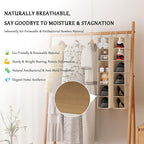 VERONLY Hanging Closet Shelf Shoe Organizer Set of 2 with Woven Bamboo Shelves,11.5 x 31.5 x 5.5 in, 6-Tier Design for Space-Saving Storage,Beige