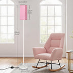64.6" Floor Lamp, Pole Lamp with Foot Switch, Modern Standing Lamp Shade, Minimalist Freestanding Lamp (Bulb Not Included), for Living Room, Bedroom Office ETL Listed,White and Pink WP07LD05