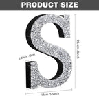 Qunclay 8'' Silver Crystal Diamond Bling Letters Crushed Diamond Decoration Wooden Glitter Letter with Screw and Hooks Rhinestone Gift for Wedding Y2k Mcbling Bedroom Wall Decor (Letter S)