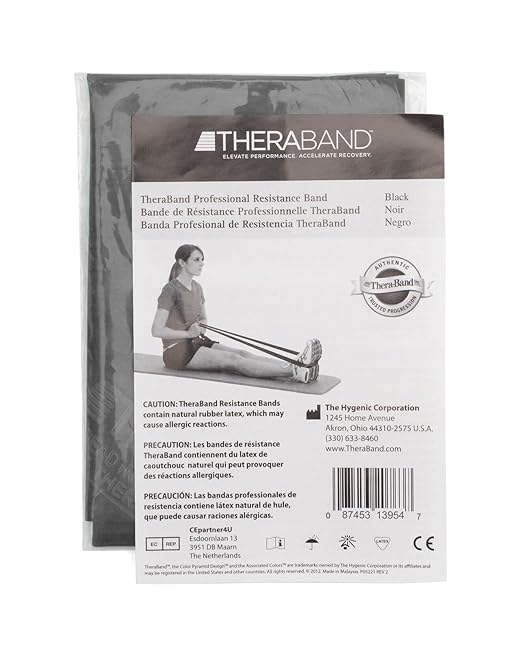 THERABAND Professional Latex Resistance Bands, Individual 6 Ft Elastic Band as Exercise Equipment, Physical Therapy, Pilates, At-Home Workouts, 6 Foot, Black, Special Heavy, Level 6