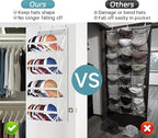 AOODA Clear Over the Door Hat Racks for Baseball Caps, Hold 48 Caps Hat Storage Organizer for Closet Wall, Deep Pockets Hanging Snapback Holder Shelves with 3 Hooks, White