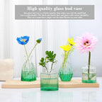 Mapoxy Glass Bud Vases Set of 4,Small Green Flower Vases for Wedding Centerpiece Table Decorations,Clear Vintage Embossed Mini Vases,Flower Arrangements in Vases for Party or Home Decor