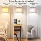 SUNMORY Arc Floor Lamp, Modern Floor Lamp with 9W 3 Color Temperatures Bulb, Metal Standing Lamps with Adjustable Hanging Lampshade, Tall Floor Lamps for Living Room, Bedroom, Office