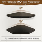 Fun Memories Corner Shelf Wall Mount, Solid Oak Wood Floating Corner Shelves with Cable Hole, 7in Rustic Design for Bedroom, Bathroom, Kitchen, Living Room (Black, 1 Pack)