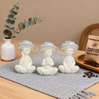 3 Pcs Mushroom Decor Figurines - Meditation Decor Statues for Living Room, Bedroom, Office - Resin Sculptures for Mindfulness Enthusiasts Home Decor Lovers Nature Lovers (Grayish White)