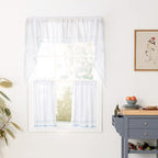 Sweet Home Collection 5 Pc Kitchen Curtain Set-Valance Swag Choice of 24" or 36" Tier Pair, Adirondack White/Blue