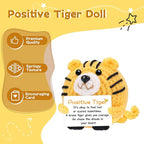Positive Crochet Tiger Funny Valentine's Day Birthday Gifts for Women Men Coworkers Friend Daughter Dad Son Appreciation, White Elephant Small Xmas Stocking Stuffers Thanksgiving Emotional Cute Decor