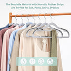 50-Pack Heavy Duty Coat Hangers, Non-Slip, 0.2'' Slim, 360° Swivel Hook, 16.5 Inches Wide, Space-Saving Plastic Clothes Hangers for Suit, Shirt & Pants, Light and Dark Gray
