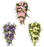 belupai 21.6in Artificial Flower Teardrop Swag, Decorative Swag with Green Leaves and Fake Flowers, Faux Tulips Floral Swag for Spring Summer Indoor Outdoor Window Decor (Pink)