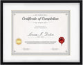 Rempry 11x14 Picture Frame, Display 8.5x11, 8 1/2x11 Certificate Document Award with Mat or 11x14 Without Mat, Wall Gallery Photo Frames, Black, 1 Pack