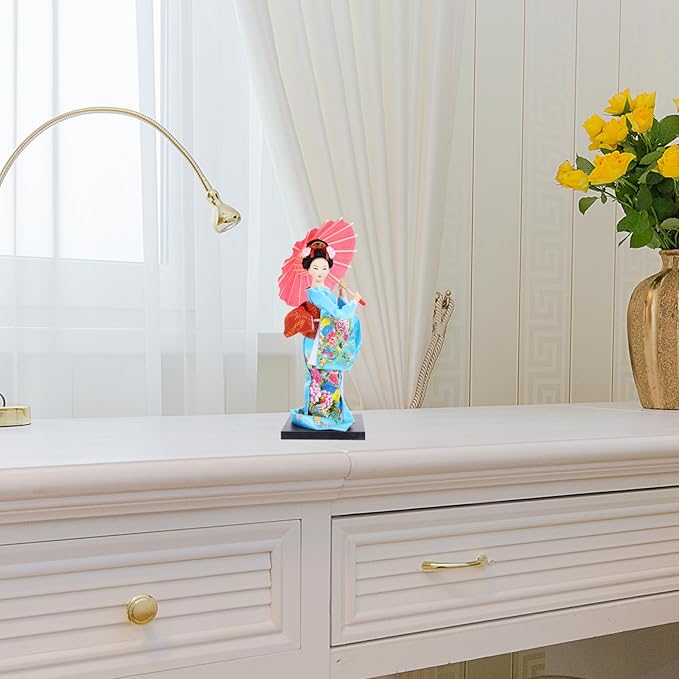 Amosfun Japanese Kimono Doll 9.44 Inch Geisha Figurine Traditional Maiko Decorative Collectible for Home and Restaurant Display