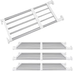 Geetery 4 Pcs Closet Tension Shelf Rod Metal Expandable Shelf Organizer Adjustable Closet Shelves Rack DIY Dividers Separators for Cabinet Storage Locker Clothes(23.62–39.37 Inch)